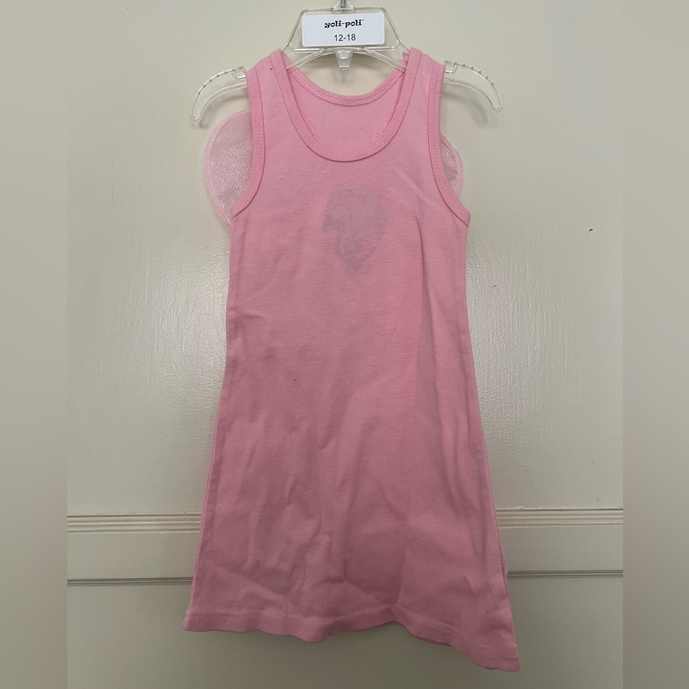 Yoli Poli brand new, organic cotton, light pink dress with velcro wings